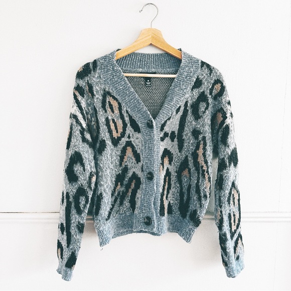 AQUA > Leopard Print Cardigan - Picture 1 of 6